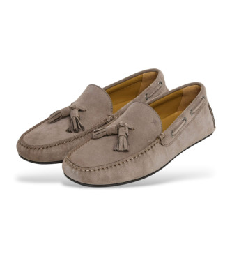 Hackett London Driver Loafer aus Leder mit Quaste beige