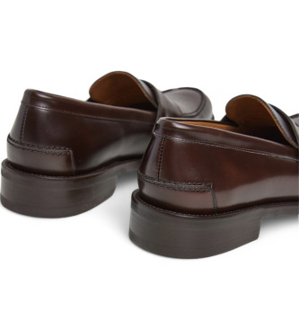 Hackett London Jame Mirrow Leather Loafers brown