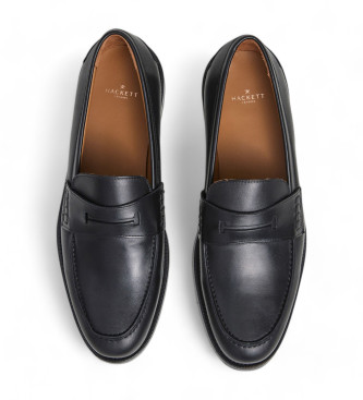 Hackett London Jame Sign Leren Mocassins zwart