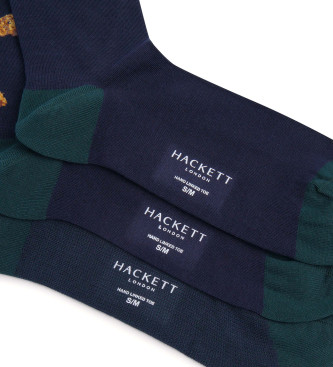 Hackett London Lot de 3 paires de chaussettes Harry Navy, vertes