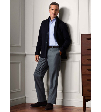 Hackett London Wełniane spodnie Classic Fit niebiesko-szare 