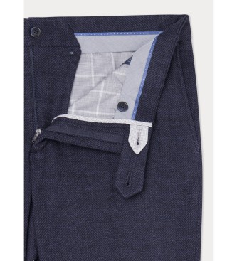 Hackett London Pantaloni a spina di pesce blu scuro