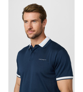 Hackett London Camisa p�lo cl�ssica de gola azul-marinho com corte Club fit