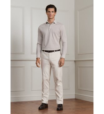 Hackett London Poloshirt met lange mouwen Cash beige