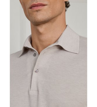 Hackett London Poloshirt met lange mouwen Cash beige