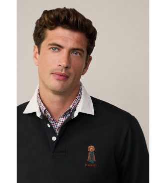 Hackett London Heritage Harry Rugby black polo shirt