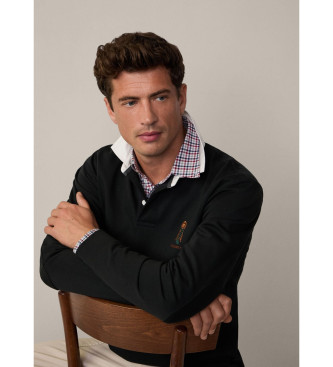 Hackett London Heritage Harry Rugby črna polo majica