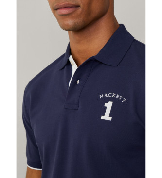 Hackett London Niebieska koszulka polo z numerem Heritage