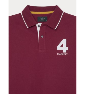 Hackett London Czerwona koszulka polo z numerem Heritage