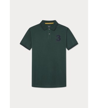 Hackett London Zielona koszulka polo z numerem Heritage