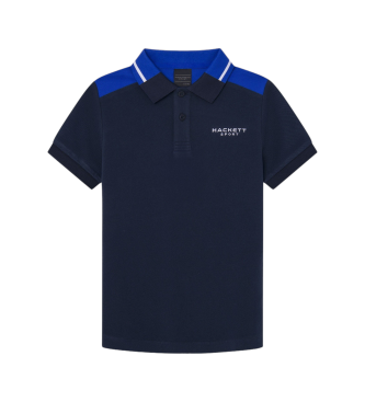 Hackett London Hs Colour Block marinefarbenes Poloshirt