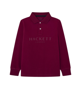 Hackett London Maroon plain logo polo shirt