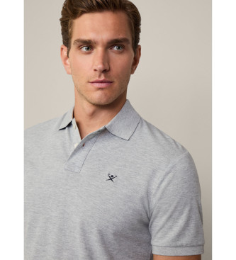 Hackett London Slim fit piqu polo shirt grey