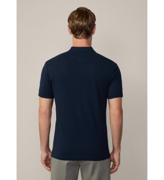 Hackett London Marinefarbenes Piqu-Poloshirt mit schmaler Passform