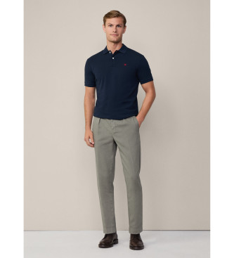 Hackett London Marinefarbenes Piqu-Poloshirt mit schmaler Passform