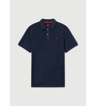 Hackett London Marinefarbenes Piqu-Poloshirt mit schmaler Passform