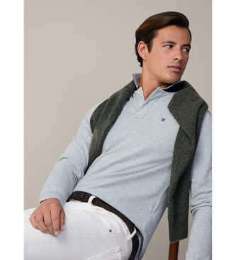 Hackett London Polo piqu manga larga fit clsico gris