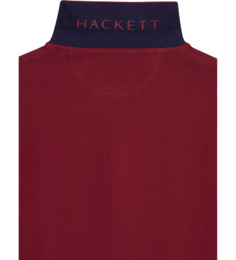 Hackett London Polo Piqu lange mouw Slim kastanjebruin