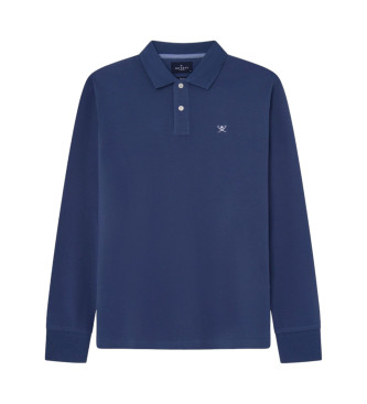 Hackett London Polo Piqué z dolgimi rokavi Slim navy