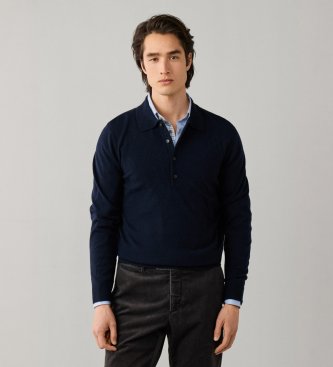 Hackett London Poloshirt van gebreide scheerwol