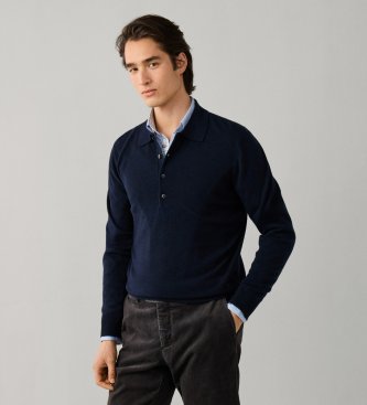 Hackett London Poloshirt van gebreide scheerwol