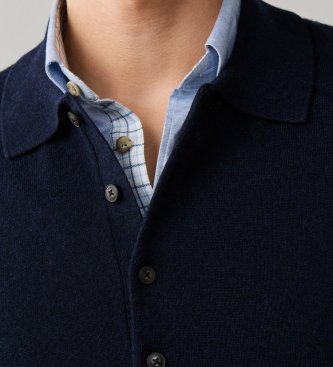 Hackett London Poloshirt van gebreide scheerwol