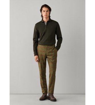 Hackett London Groene rugbypolo met geweven zakrand