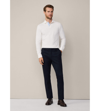 Hackett London Hvid poloshirt med selvedge-lukning