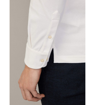 Hackett London Hvid poloshirt med selvedge-lukning