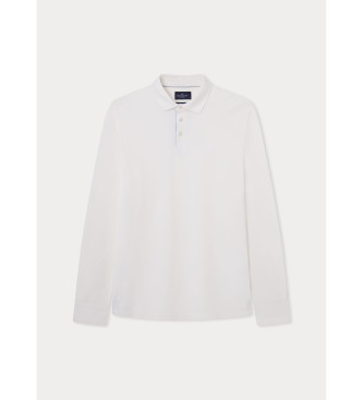 Hackett London Hvid poloshirt med selvedge-lukning