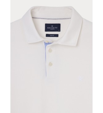 Hackett London Hvid poloshirt med selvedge-lukning