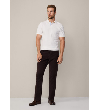 Hackett London Hvid poloshirt med selvedge-lukning