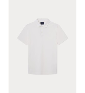 Hackett London Hvid poloshirt med selvedge-lukning