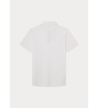 Hackett London Hvid poloshirt med selvedge-lukning