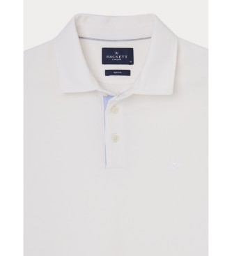 Hackett London Hvid poloshirt med selvedge-lukning