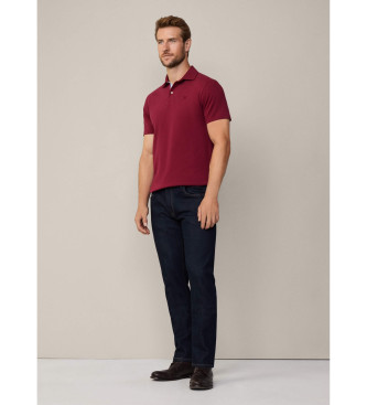 Hackett London Selvedge-Poloshirt mit roter Knopfleiste