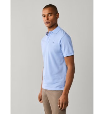 Hackett London Koszulka polo Slim Fit z logo, niebieska