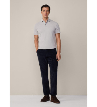 Hackett London Graues Twill-Poloshirt