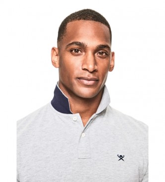 Hackett Camisa pólo com logotipo Fit Slim cinza
