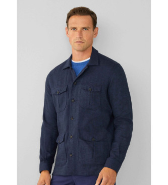 Hackett London Marineblaues Fischgrten-Cargo-Shirt