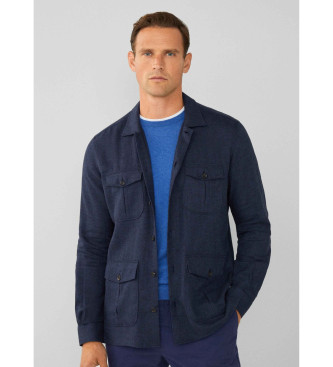 Hackett London Marineblaues Fischgrten-Cargo-Shirt