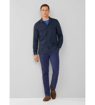 Hackett London Marineblaues Fischgrten-Cargo-Shirt