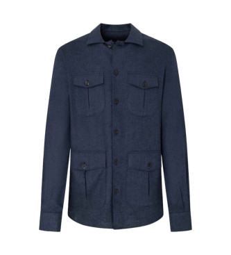 Hackett London Marineblaues Fischgrten-Cargo-Shirt