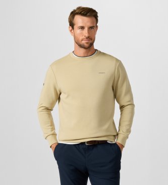 Hackett London Beige crew neck sweatshirt with logo