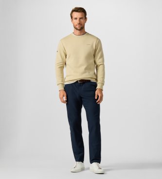 Hackett London Beige crew neck sweatshirt with logo