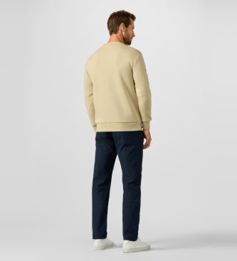 Hackett London Beige crew neck sweatshirt with logo