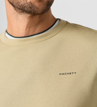 Hackett London Beige crew neck sweatshirt with logo
