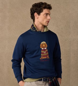 Hackett London Marine blue crew neck Harry sweatshirt