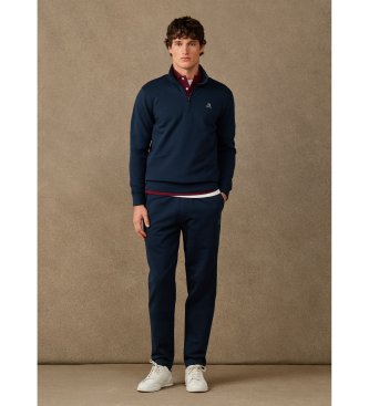 Hackett London felpa in cotone con cerniera e logo blu marino