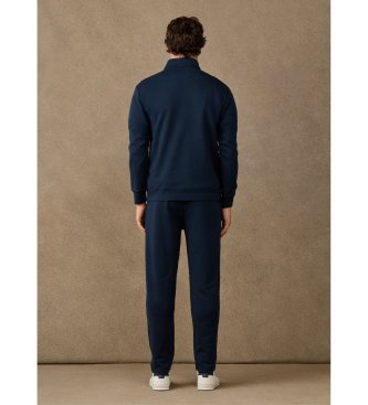 Hackett London felpa in cotone con cerniera e logo blu marino